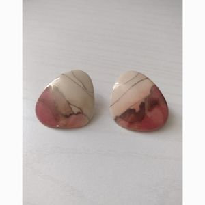 Handmade Ombré Marbled Oval Ceramic Stud Earrings